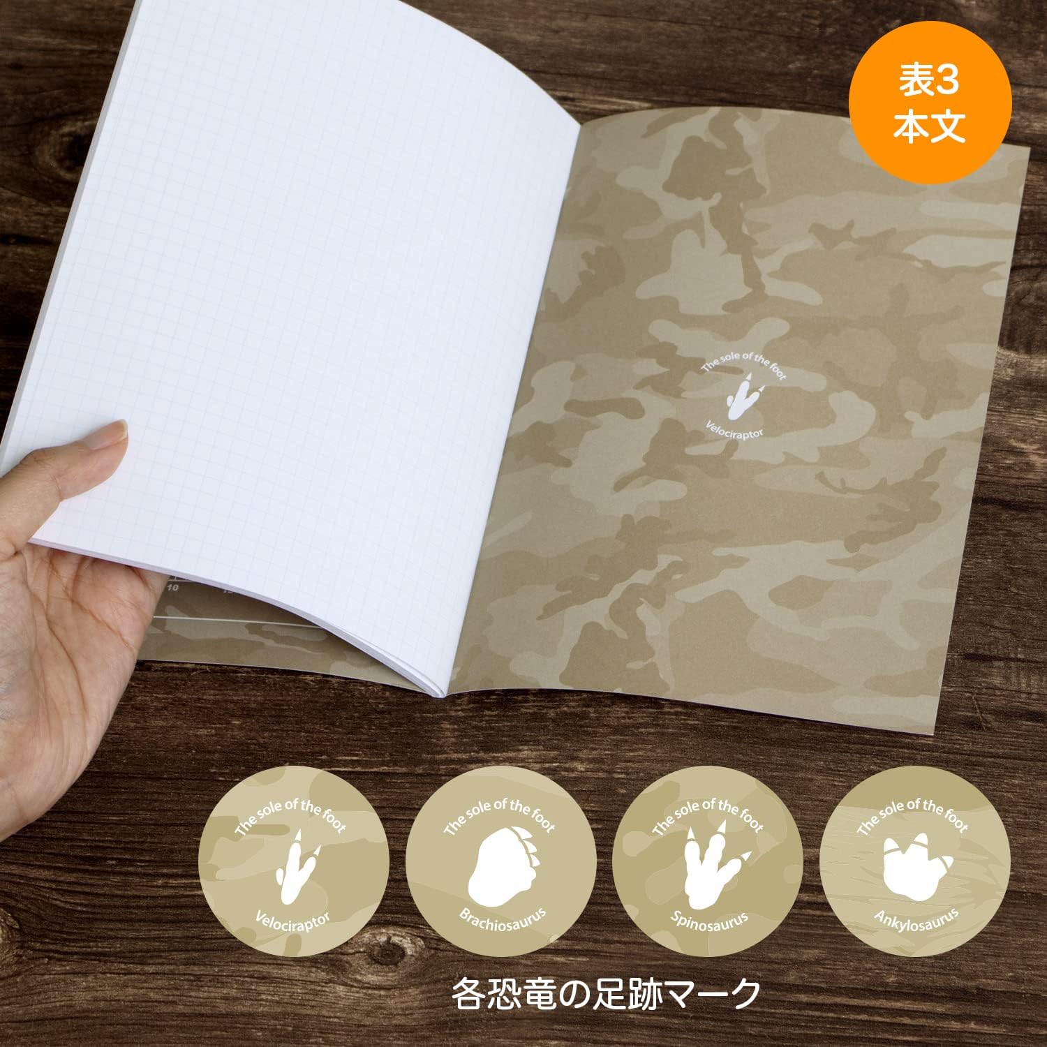 オキナ Okina AZPN40 Dinosaur Notebook, A5 Size, 0.2 inch (5 mm) Grid, Set of 4