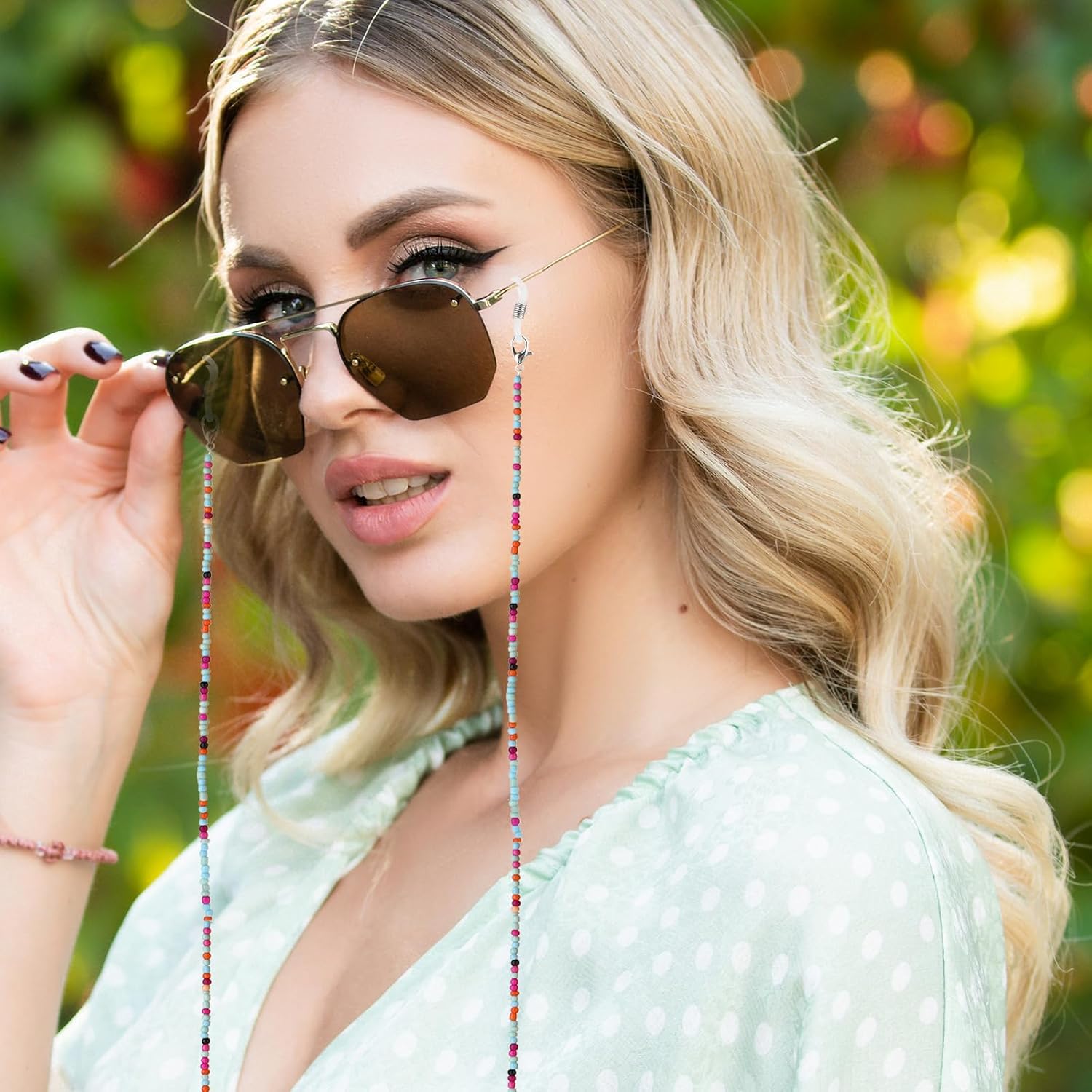 Ymapinc 4PCS Vintage Beaded Glasses Holder Strap Acrylic Stylish Eye Glass Holders Around Neck Bead Lanyard for Women Men