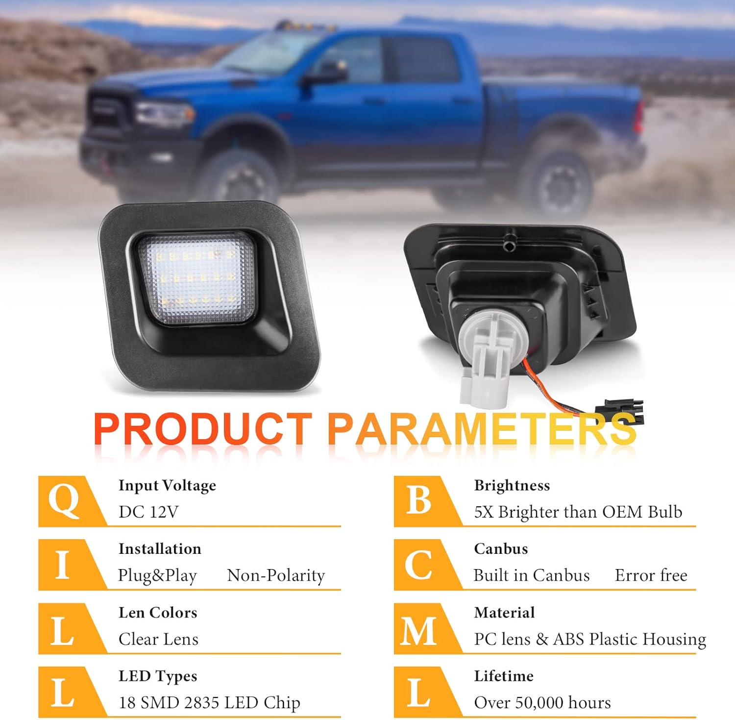 VZ4X4 Conjunto De Lámpara LED Ligh Completo De Matrícula Compatible Con Los Siguientes Modelos: Dodge Ram 1500 2500 3500 2003-2018