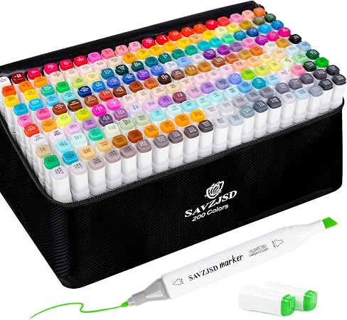 SAVZJSD Alcohol Markers Set - 200 Colors with Dual Tips