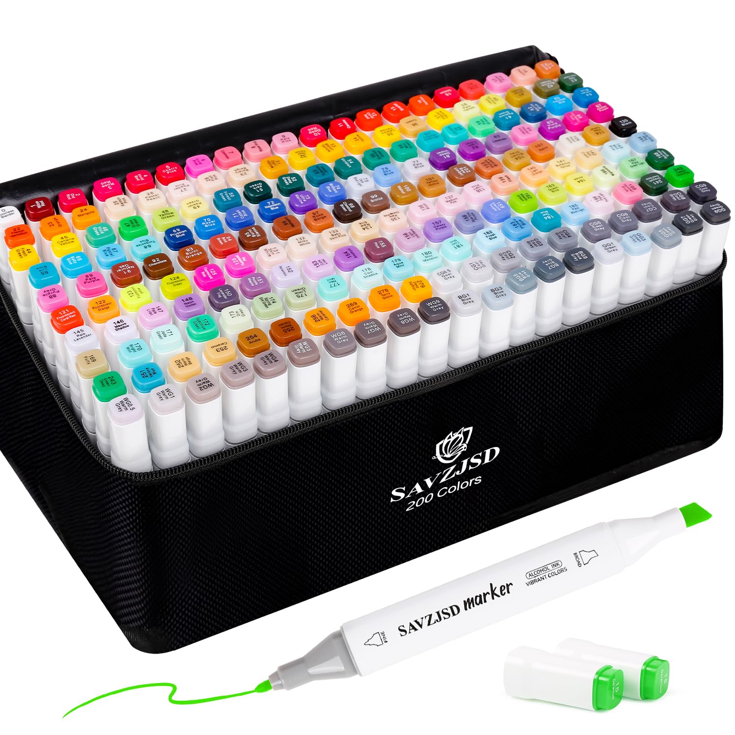 SAVZJSD 200 Colors Alcohol Markers