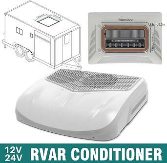 12 V Air Conditioner for Car and RV - Quiet 3-Motor Car AC with Intelligent Control, Ultra-Thin Body, Double-Layer Evaporator, and Removable Filter - Ideal for Trucks, RVs, Trailers & More
