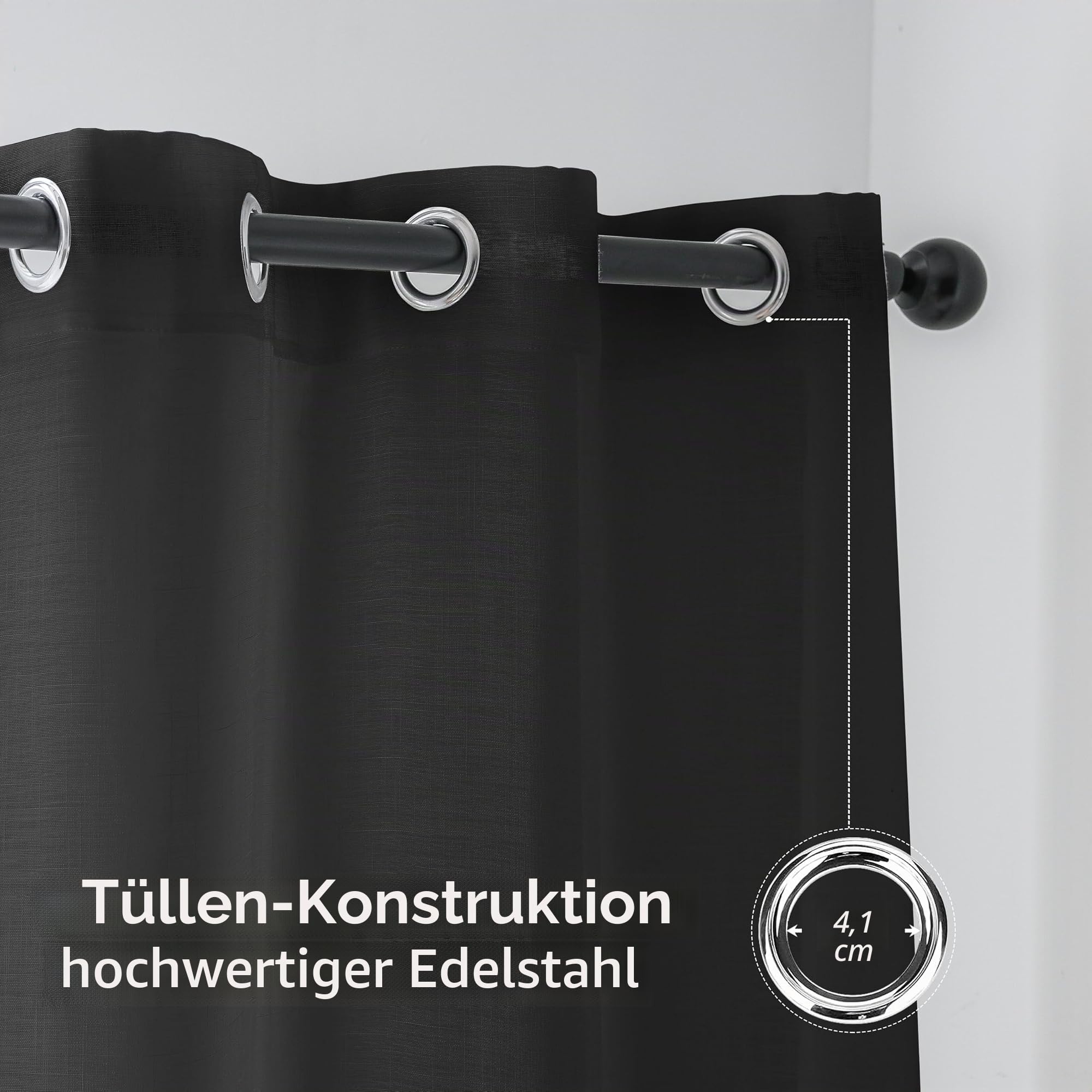 Cucraf Leinen Voile Vorhänge mit Ösen Lichtfilterung Gardine für Schlafzimmer Wohnzimmer – Bild 6