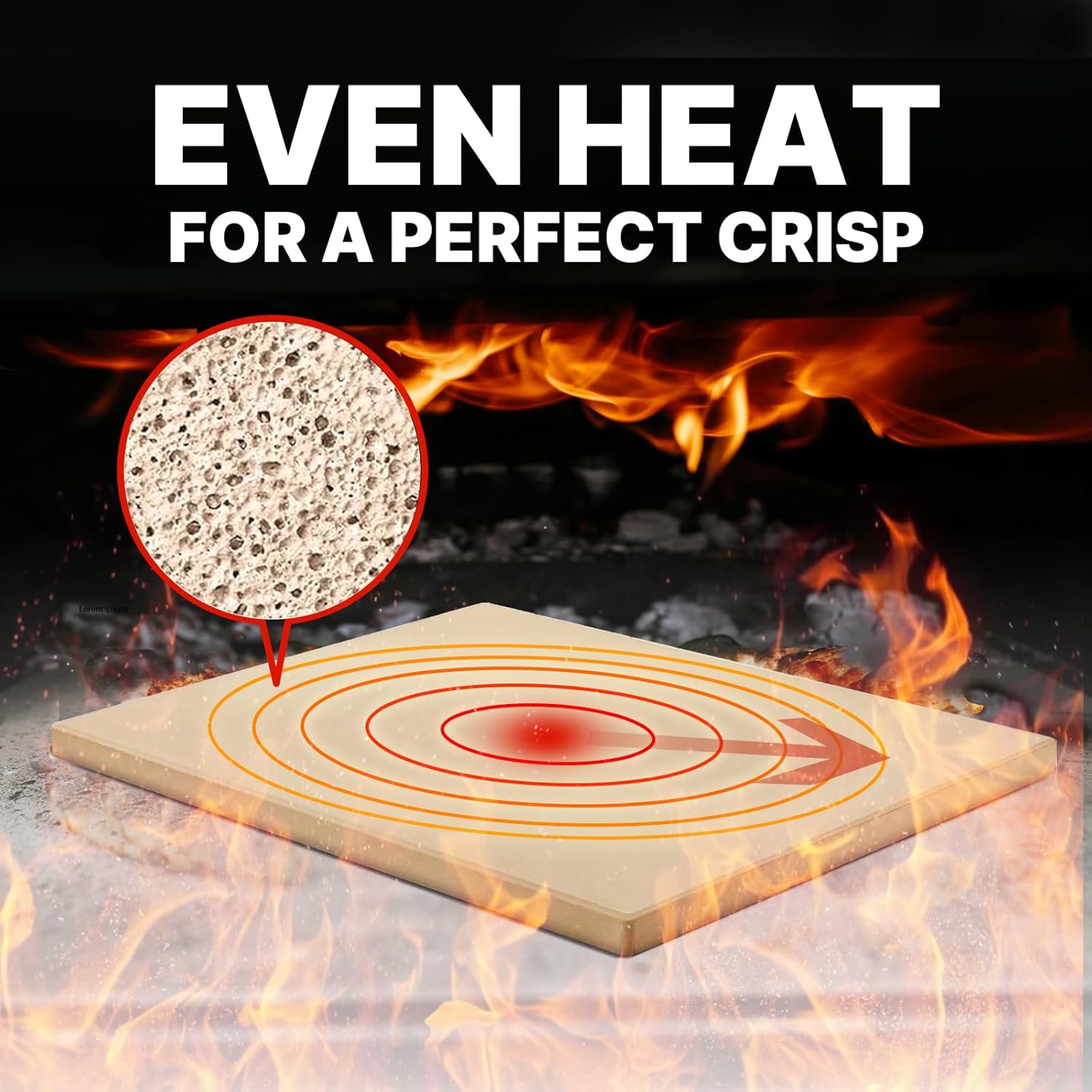 Large 16"x14" Pizza Stone for Outdoor Cooking, Grill & Camping Cordierite Baking Stone with Non-Slip Handles High Heat Resistance