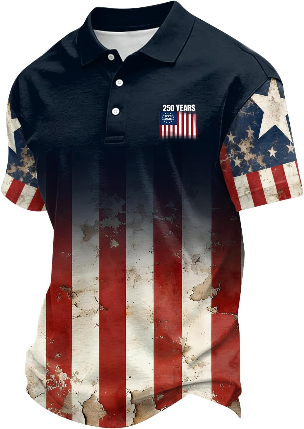 Ymosrh Men's American Flag Polo Shirt Short Sleeve Graphic Print Summer Casual Patriotic Golf Shirt, M-3XL