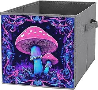 Fashion Folding Trippy Magical Mushroom Art Storage Bins Stackable Storage Containers for Home,Office, Dorm Room