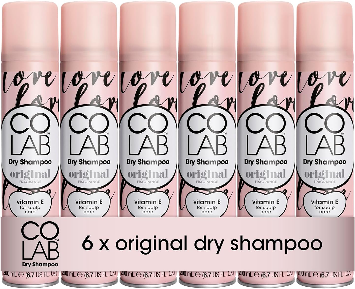 COLAB Dry Shampoo, Original, 200ml, Pack of 6 No Fuss, All Hair Types
