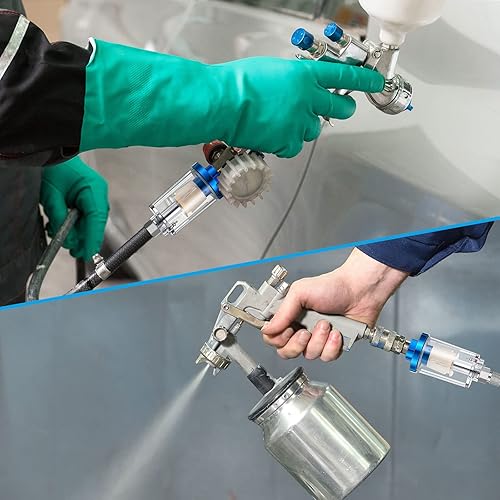 Miniatura 7 de Paquete de 6 filtros separadores de aceite de agua pequeños de 1/4 pulgadas NPT de entrada y salida de aire compresor de aire, filtro de humedad,