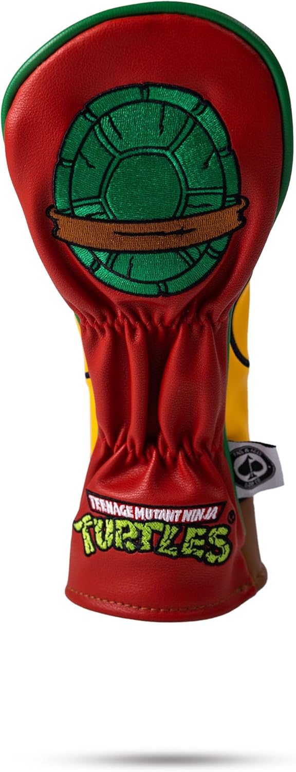 Pins & Aces TMNT Fairway Head Cover - Premium, Hand-Made Leather Headcover - Teenage Mutant Ninja Turtle Head, Tour Quality Golf Club Cover - Style and Customize You Golf Bag