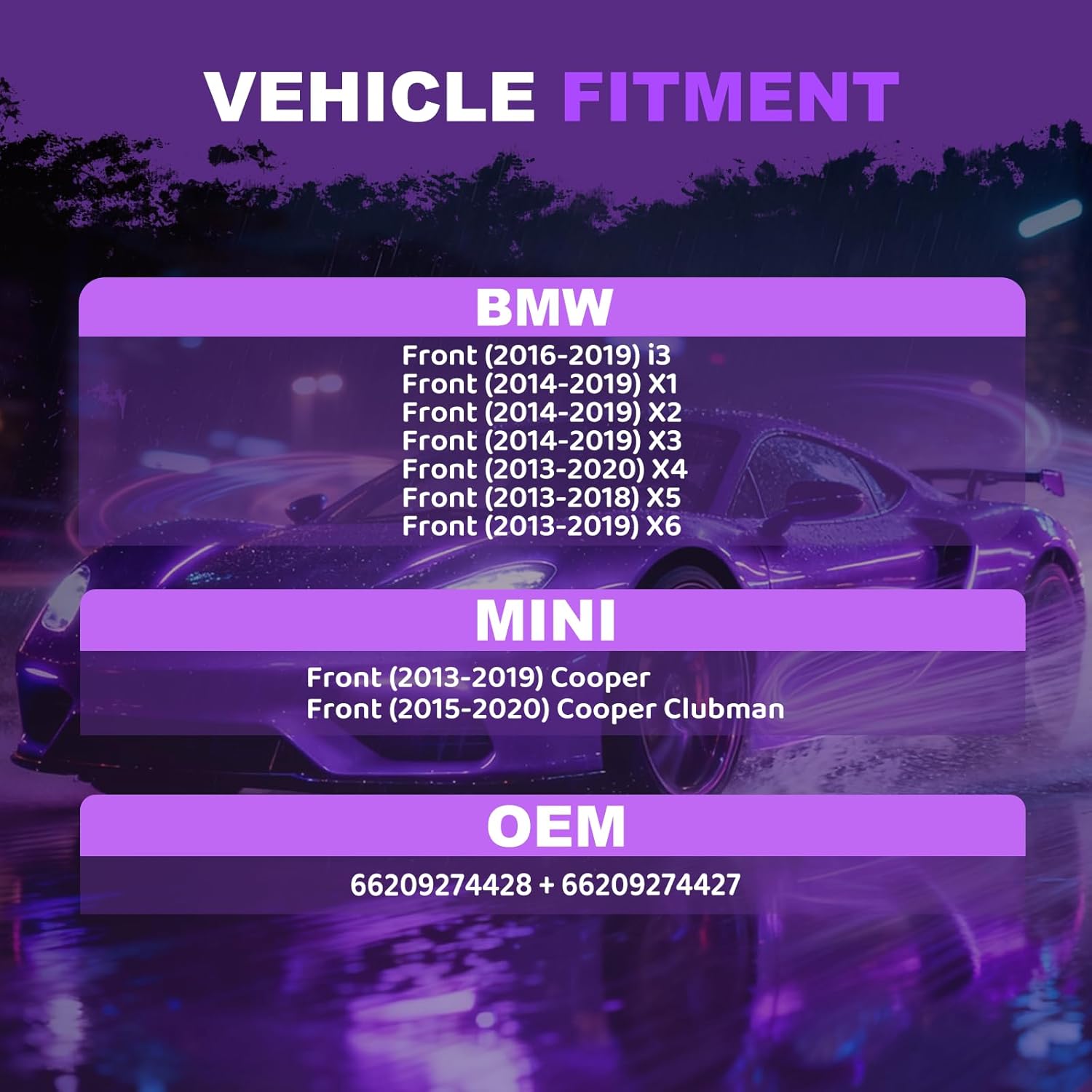 4PCS Front Parking Sensor Parking Assist Sensor Pdc Parking Sensor Bumper Suitable for BMW i3 X1 X2 X3 X4 (2013-2018) X5 X6 for MINI Cooper Clubman 66209274428+66209274427