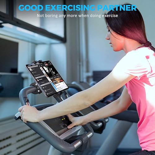 Miniatura 3 de KDD Soporte giratorio para tableta de bicicleta, soporte para teléfono y iPad, soporte para manillar de bicicleta estática para bicicleta