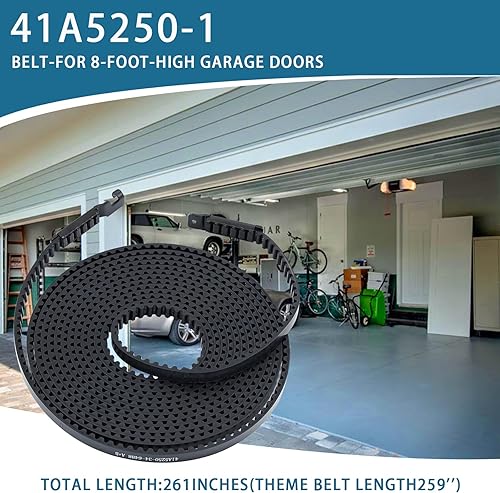 Vista 26 de Correa de transmisión 41A5434-13A, correa de apertura de puerta de garaje de 257 pulgadas 41A5434-13 para puertas de garaje de 8 pies de alto