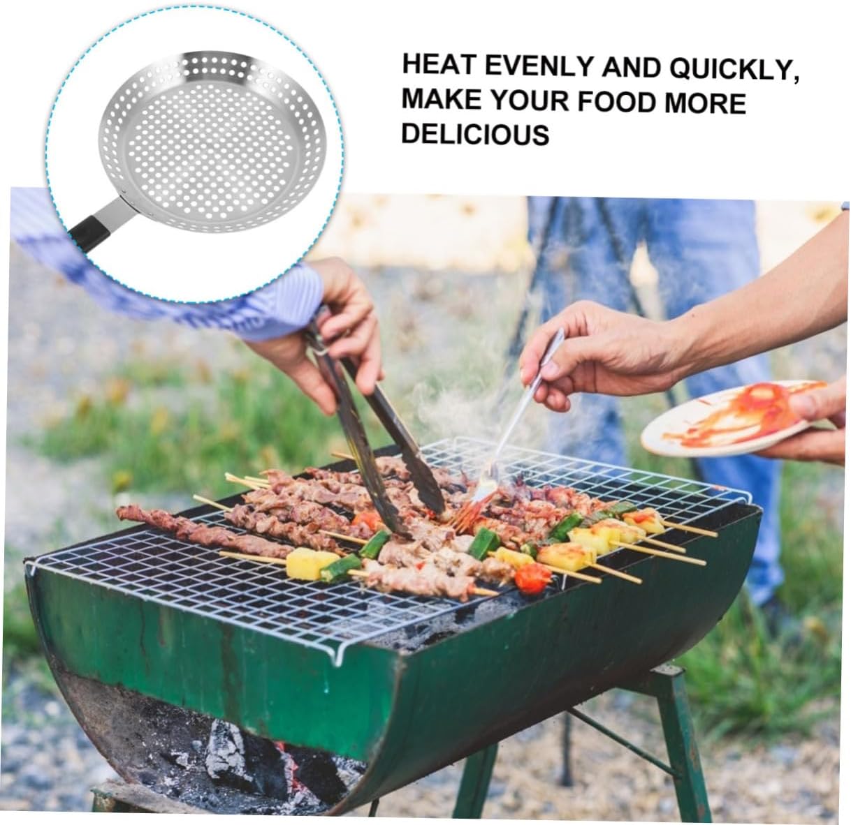 Portable Stainless Steel Roasting Pan Flat Base Bbq Baking Tray for Kitchen Grilling Meat and Vegetables with Easy Clean Design Suitable for Outdoor and Indoor Use