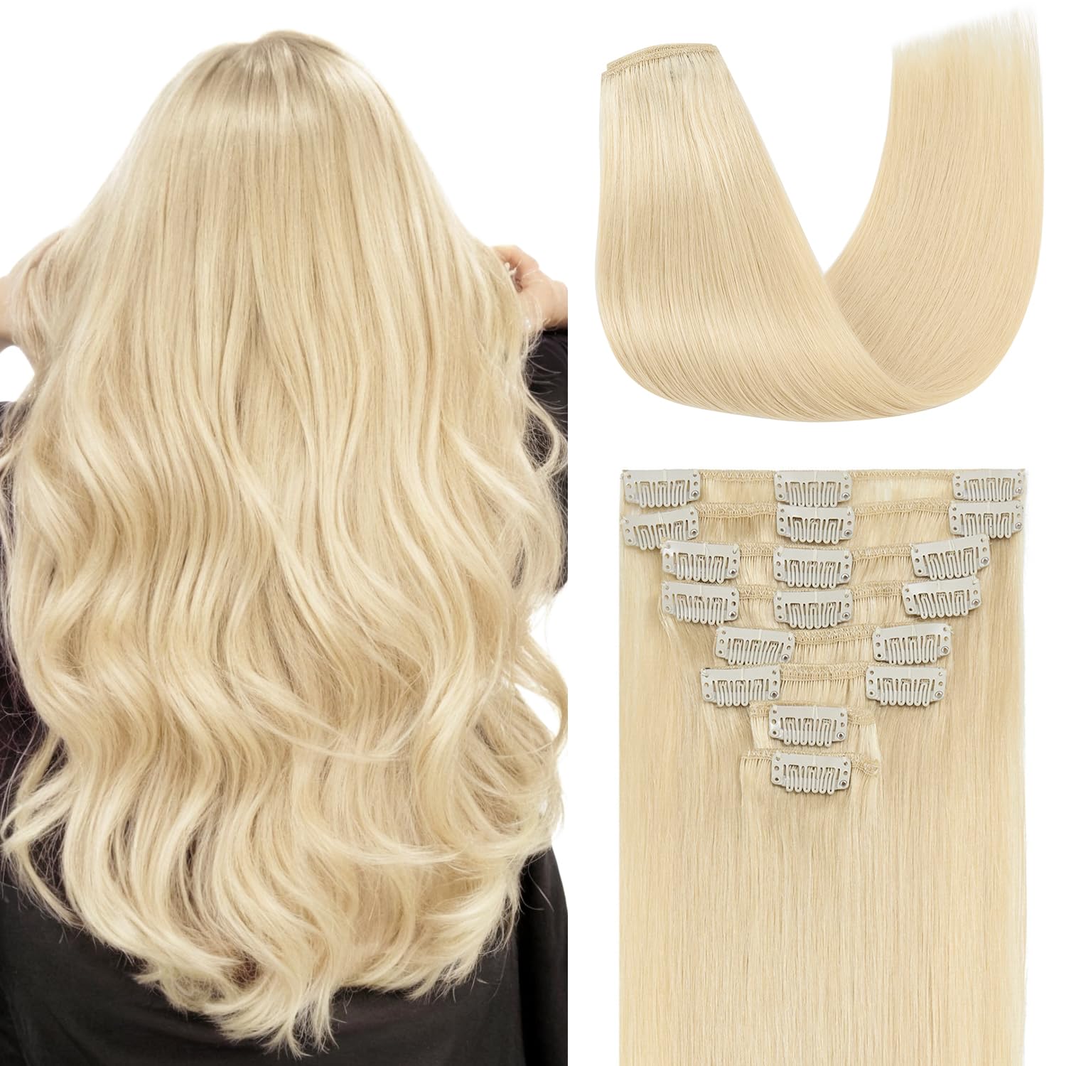 ❤️ 20” NEW Hair Extensions PLATINUM *NEW* 28 Inch Pure Platinum Blonde Hair Extensions | TikTok main image 4