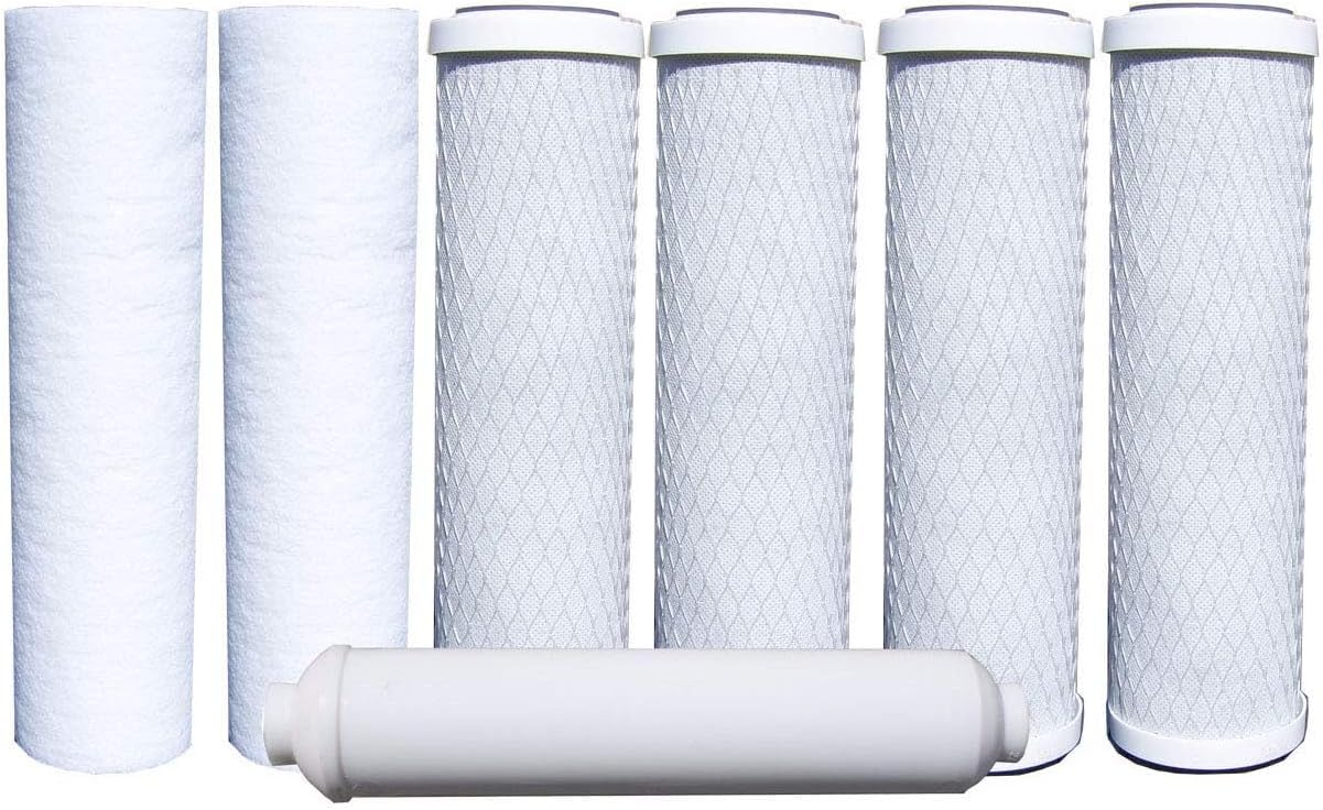 Watts Premier Annual 7-Pack Standard Water Filter Replacement Kit for RO-TFM-5SV, WP-ST6DM, WP-5, WP5-50 Reverse Osmosis System, 2 Sediment Filters, 4 Carbon Pre-Filters, GAC Inline Post-Filter