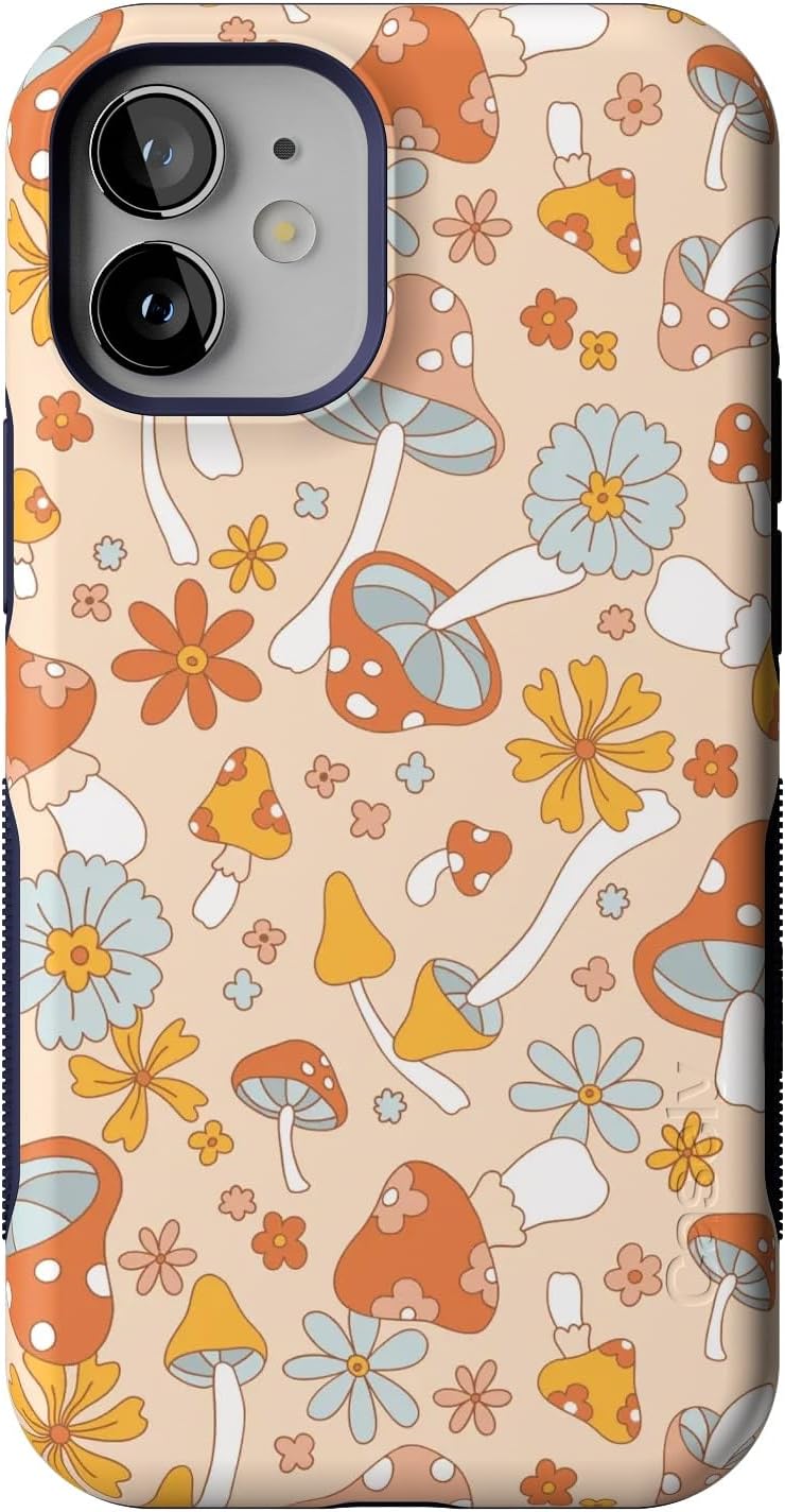 Casely iPhone 12 Mini Case | Mushroom Magic | Retro Floral | Compatible with MagSafe | Bold Protective Design