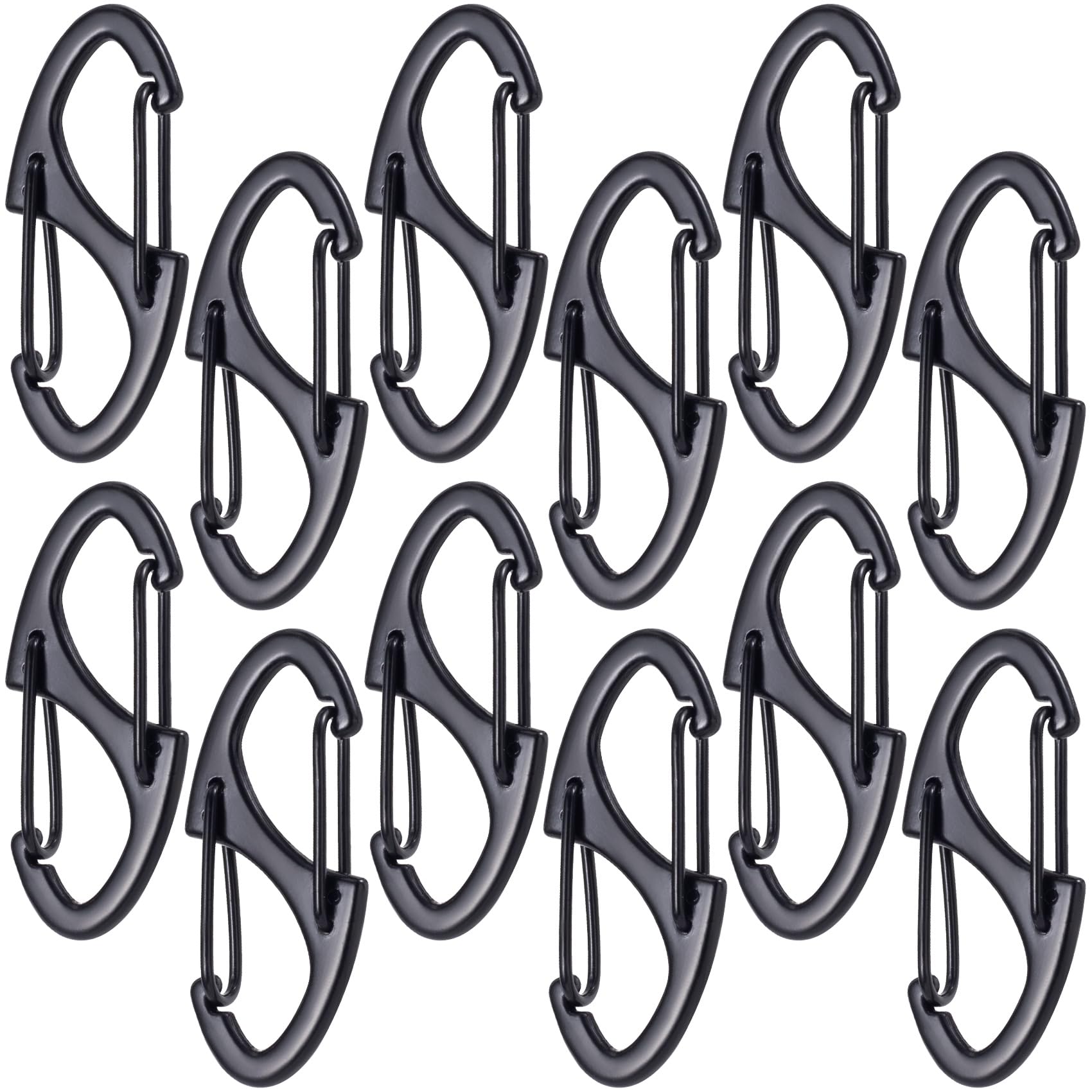 Winsyison 12pcs Zipper Anti Theft Clips, Zinc Alloy S Zipper Pull Locks, Mini Dual Spring Carabiner Snap Hook for Outdoor Camping Hiking Fishing
