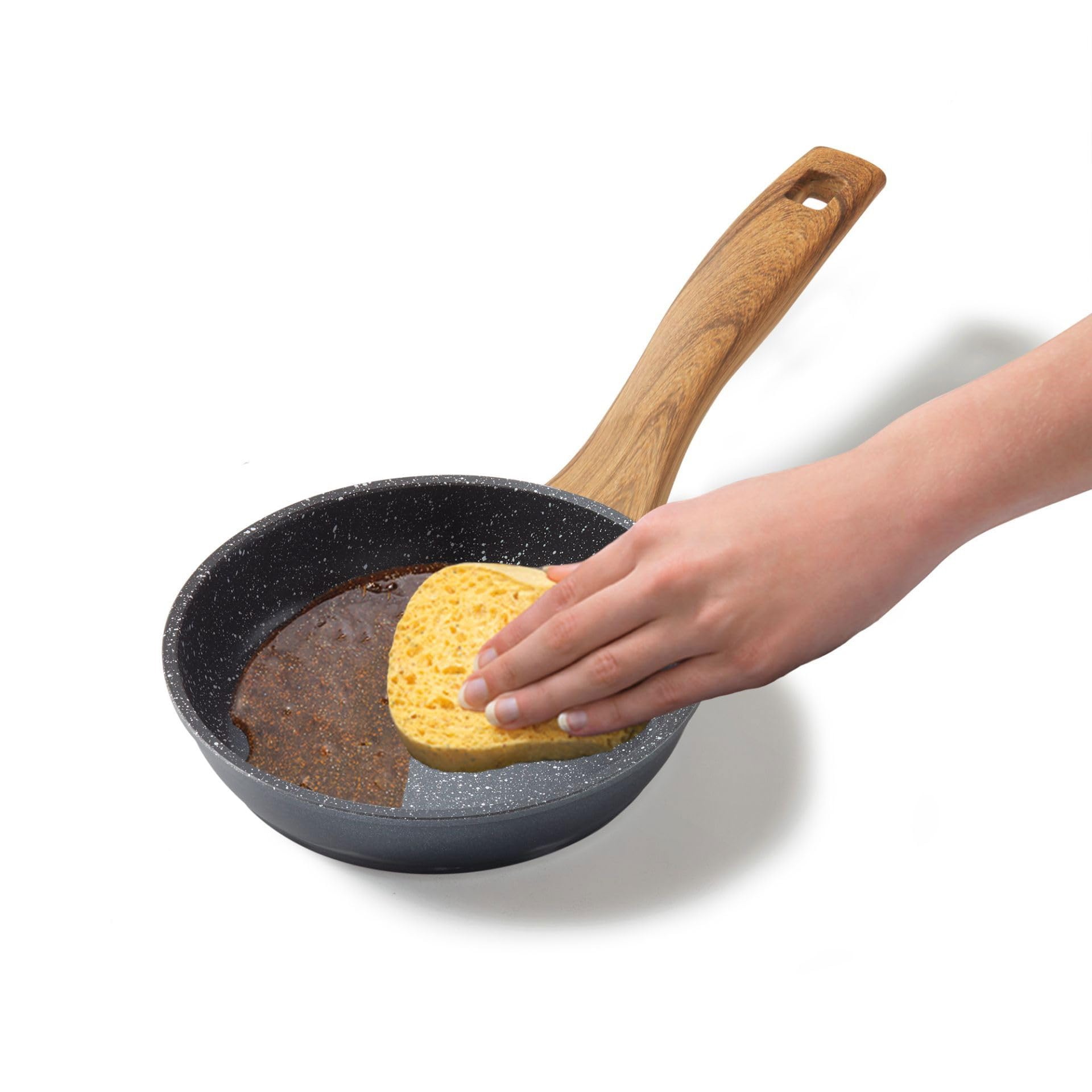 STONELINE “Back to Nature” - Padella antiaderente con vere particelle di pietra, 16 cm, adatta a tutti i piani cottura inclusi quelli ad induzione, cottura senza grassi