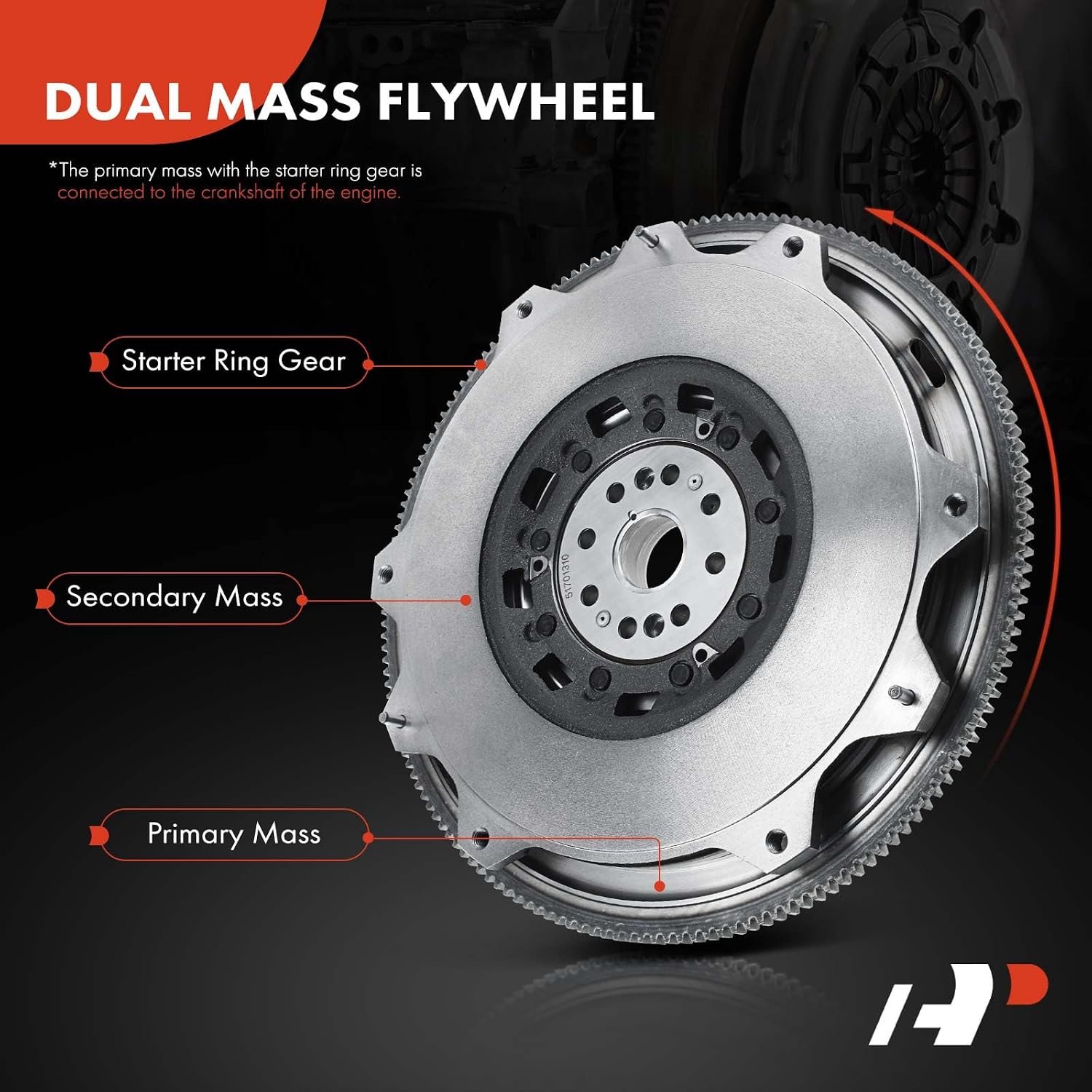 A-Premium Dual Mass Flywheel Compatible with Ford Mustang 2011 2012 2013 2014 V6 3.7L, Replace# BR3Z-6477-B, BR3Z6477B