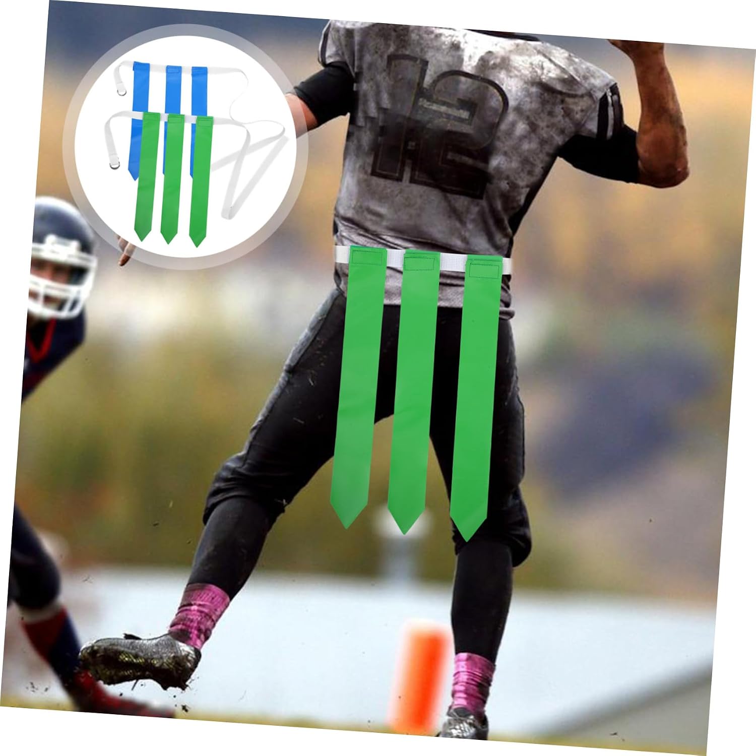 KOMBIUDA 2pcs Rugby Belt with Flags Durable Waist Flag Belt for Football Training and Games for Teens and Adults Includes
