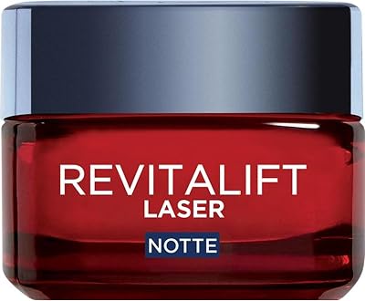 L'Oréal Paris Crema Viso Notte Revitalift Laser, Per Tutti i Tipi di Pelle, Azione Antirughe e Anti-Età, Pelle più Soda e Tonica, Con Acido Ialuronico, Vitamina C e Pro-Retinolo, 50 ml