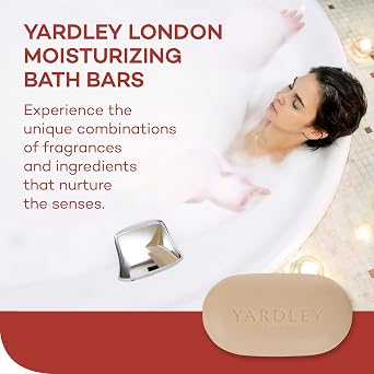 Yardley London Nourishing Bath Soap Bar Cocoa Butter, Helps Soften Dry Skin with Pure Cocoa Butter, Shea Butter & Vitamin E, 4.0 oz Bath Bar, 1 Soap Bar