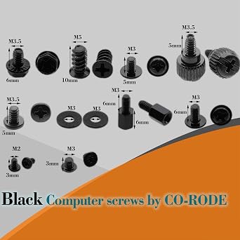 340PCS Computer Motherboard Screws and Standoffs, Hard Driver, PC Case, Fan, SSD, CD-ROM, Graphics,Power Supply for DIY PC Building and Repair (Black)