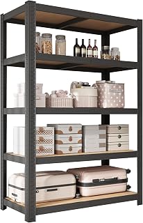 DAYONG 5 Tier Metal Storage Rack, Shelving Units, Storage Shelves, Shelf Storage Organizer for Kitchen, Living room, Bedroom, Office, Balcony (Black)