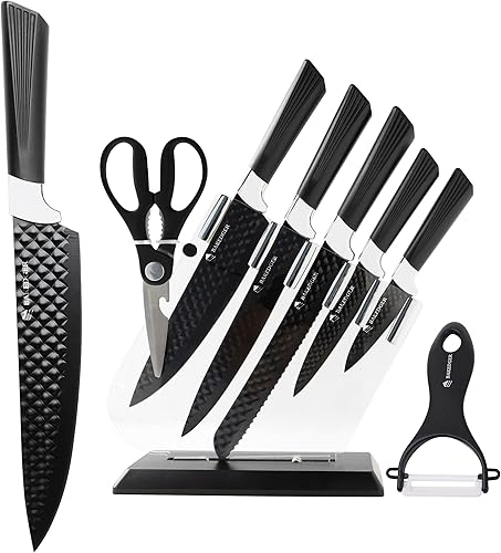 Miniatura 7 de Bakedger Juego de cuchillos de 7 piezas, ultra afilado, diseño atractivo, de alta calidad, cuchillo de chef, cuchillo de cortar, cuchillo de pan,