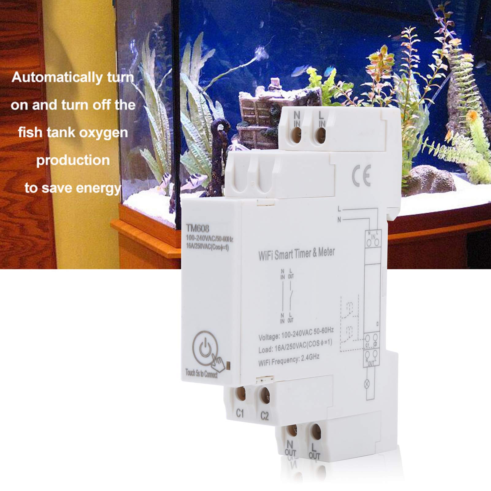Medidor Temporizador Inteligente Tm608 Sinotimer Medidor Energía Monofásico WiFi Carril DIN 2.4 GHz 16A 100-240V Operación Una Tecla