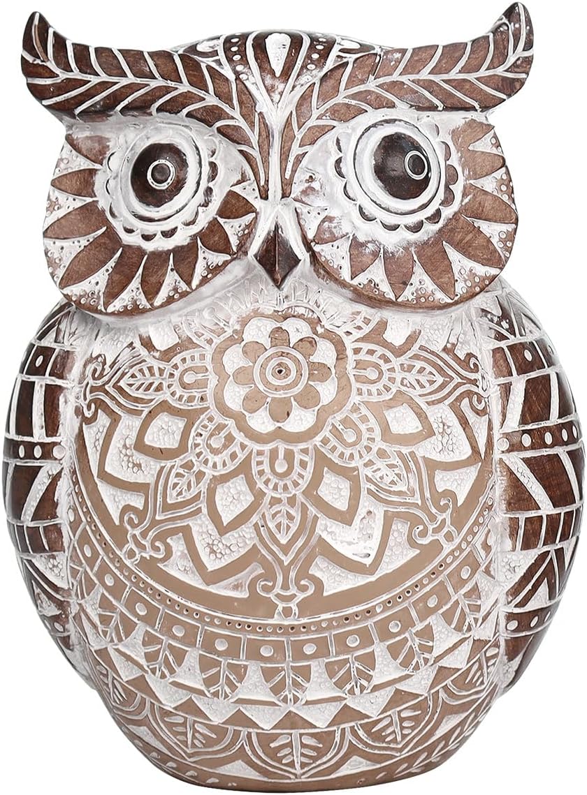 Pigort Adorable Owl Figurine for Shelf or Tray - Cute Chubby Owl Figurine Boho Decor for Shelf Desktop Cabinet Fireplace Mantel Bathroom Decor Accents