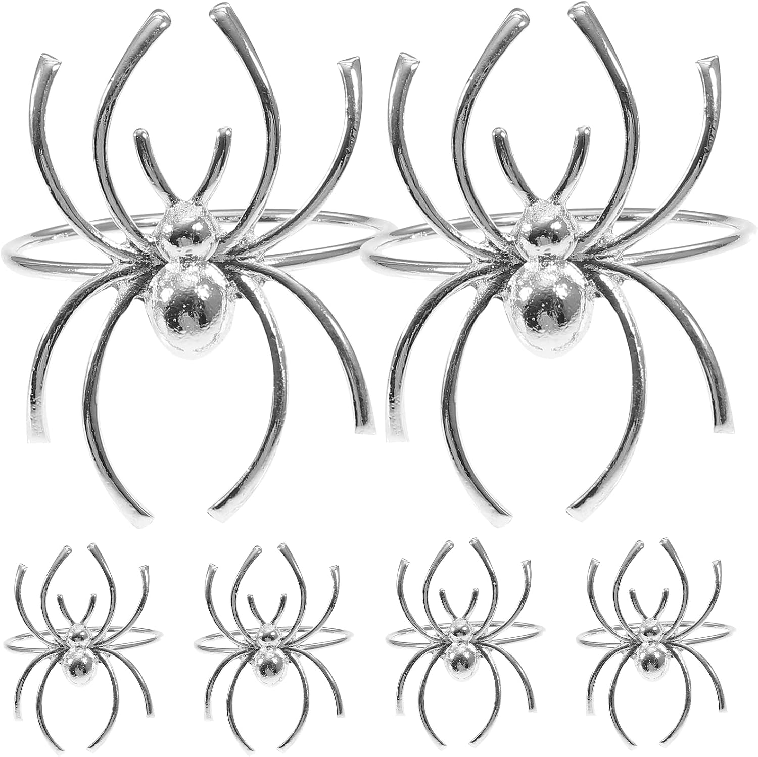 STOBOK Spider Napkin Rings Set of 6 for Home Kitchen Dining Room Table Napkin Rings Horror for Wedding Party Banquet Halloween (Silver)