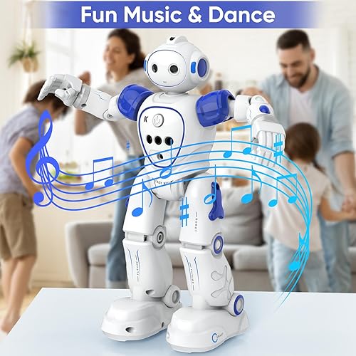 Vista 4 de Robot de juguete RC para niños: robot programable inteligente con detección de gestos, carga USB, juguetes de robot de control remoto para niños