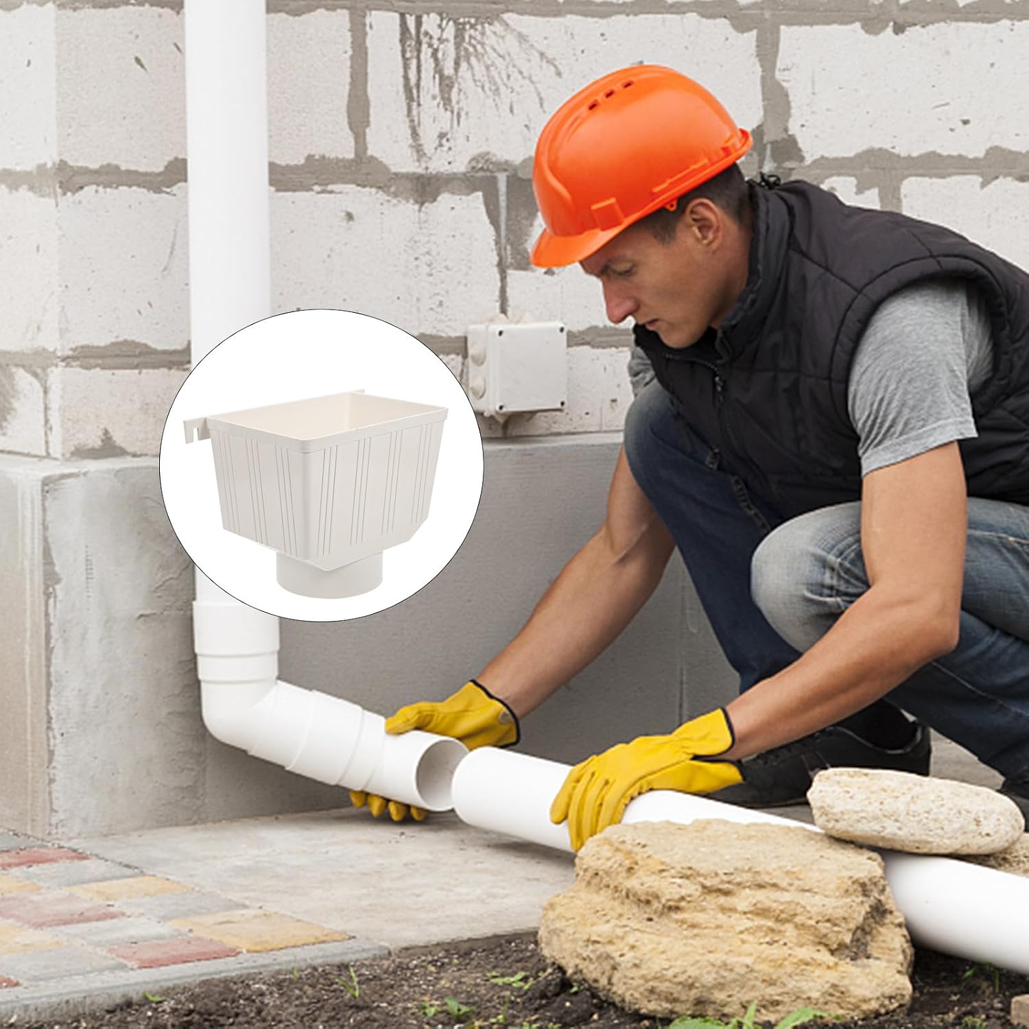 COHEALI PVC Downspout Adapter 110mm Rain Diverter Gutter Connector for Outdoor Roof Drainage Water Collection and Rainwater Management