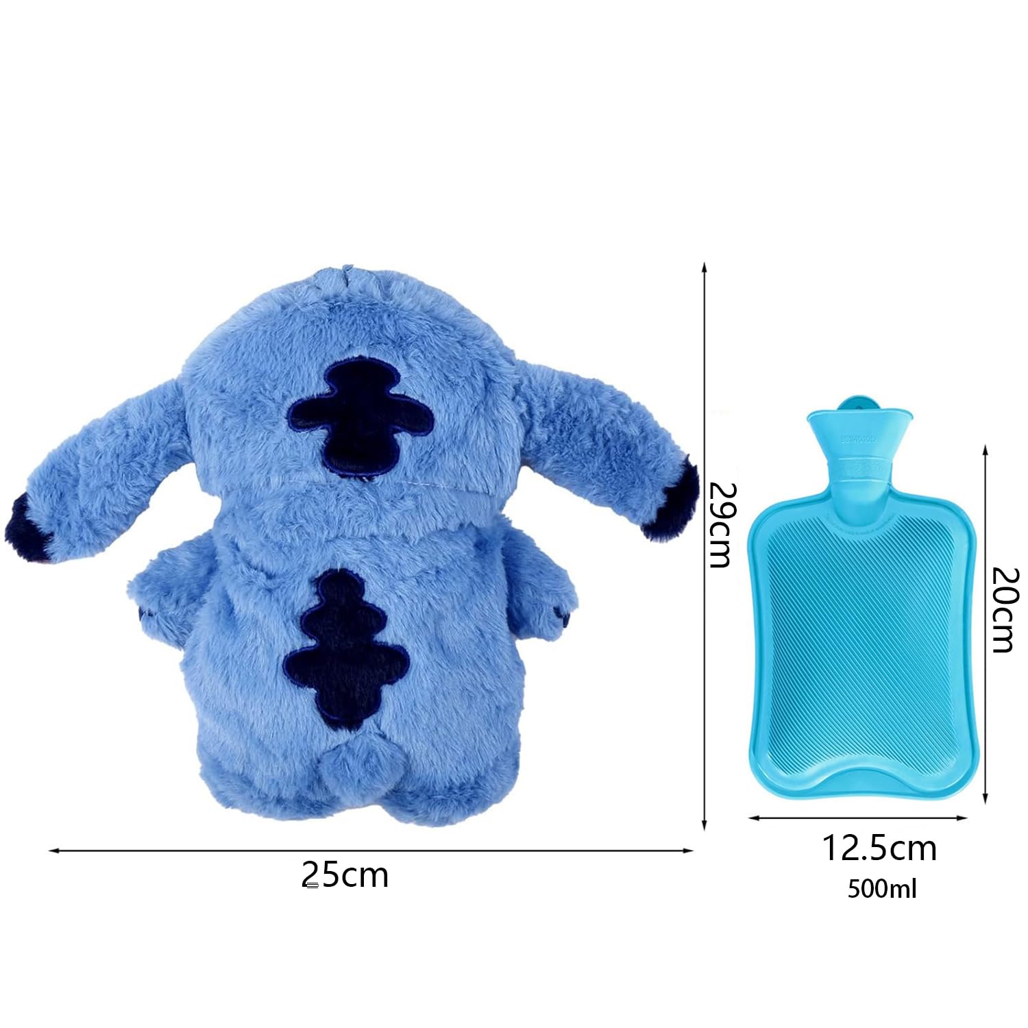 bolsa agua caliente， Suave Botella de Agua Caliente de Peluche con Forro Extraíble, Calentador de Manos para Niños y Adultos，hot water bottle with cover，bolsa agua caliente niños，bolsa de agua