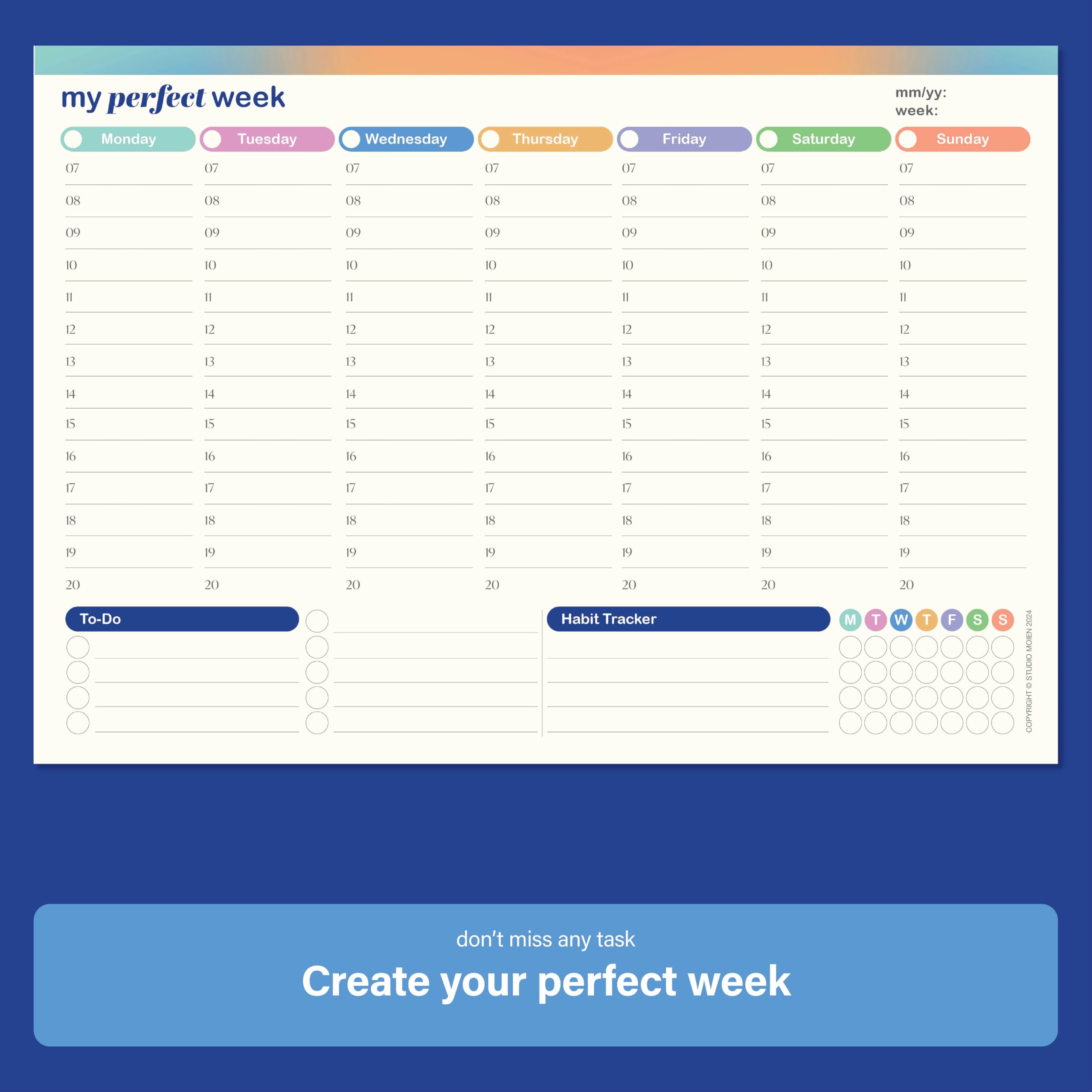 50-Sheet Undated Weekly Planner Pad (A4-29.7 x 21 cm) - Image 4