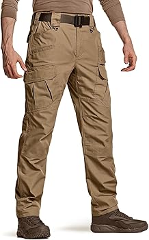 CQR Men's Tactical Pants, Water Resistant Ripstop Cargo Pants, Lightweight EDC Hiking Work Pants, Outdoor Apparel