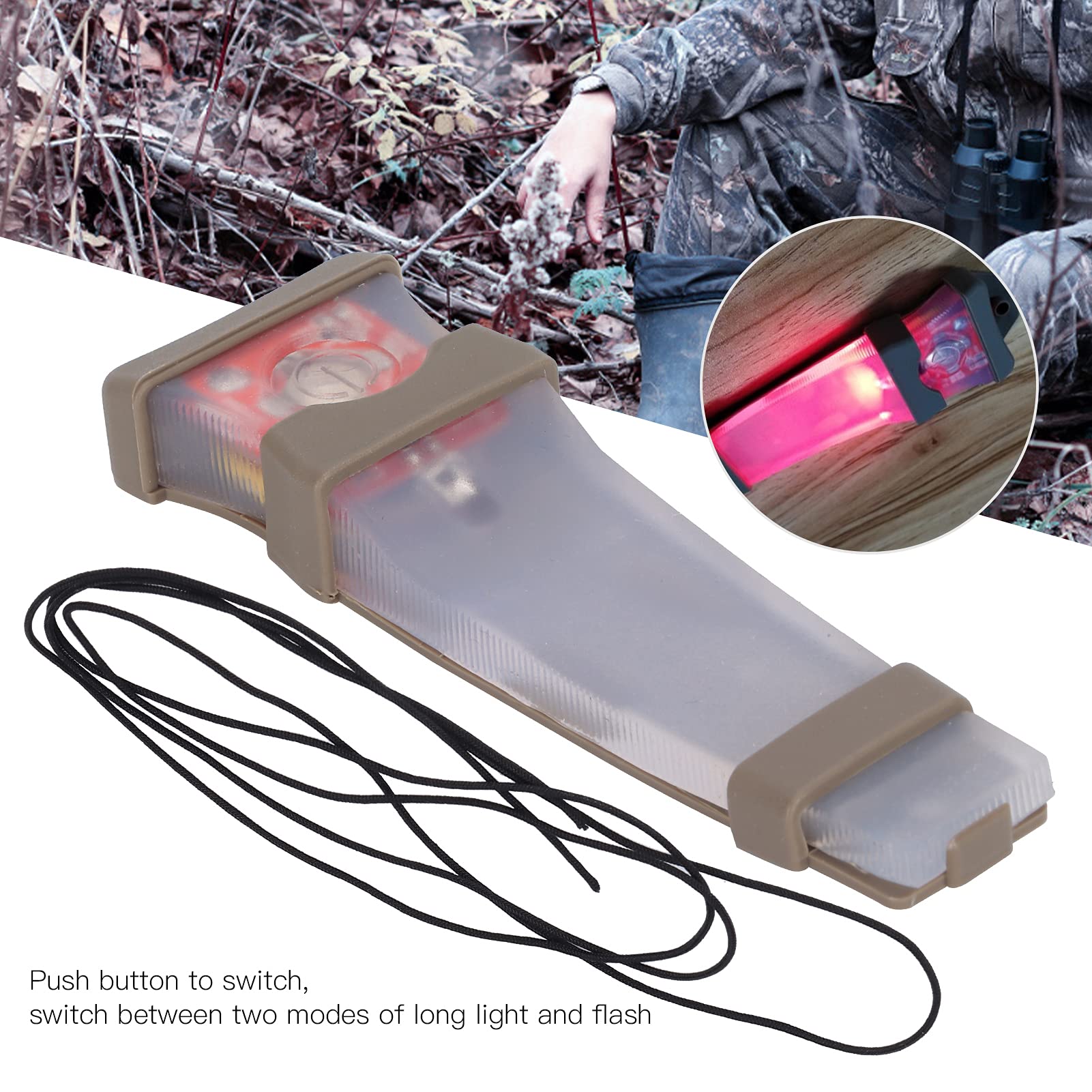 Luce di Sicurezza per Casco, Luce di Segnalazione di Sopravvivenza in Silicone con Superficie a Strappo per attività all'aperto(Luce Rossa sul Fondo del Guscio di Sabbia (Rossa))