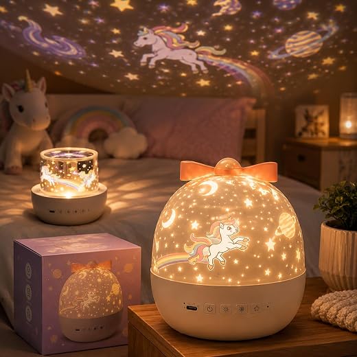 One94Store Star Galaxy Projector Night Lamp for Kids | Rotating Space Light with Planets &amp; Stars Projection | Warm LED Bed...