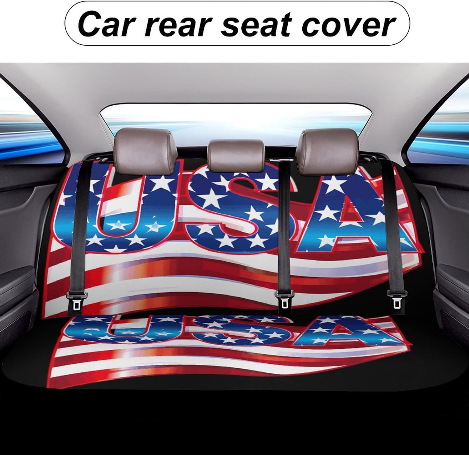 USA Flag Car Seat Cover Print Rear Bench Seat Cover Car Seat Protector Car Interior Accessories for Women Men