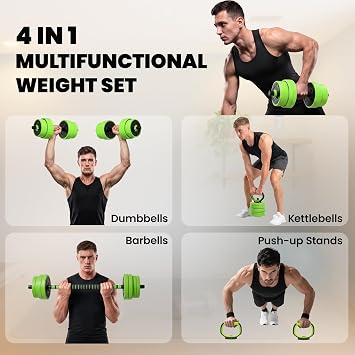 SPORTNOW 4 in 1 Adjustable Dumbbell Set Used as Dumbbells, Kettlebell, Push Up Stand, Free Weights Set for Men and Women, Home Gym Workout