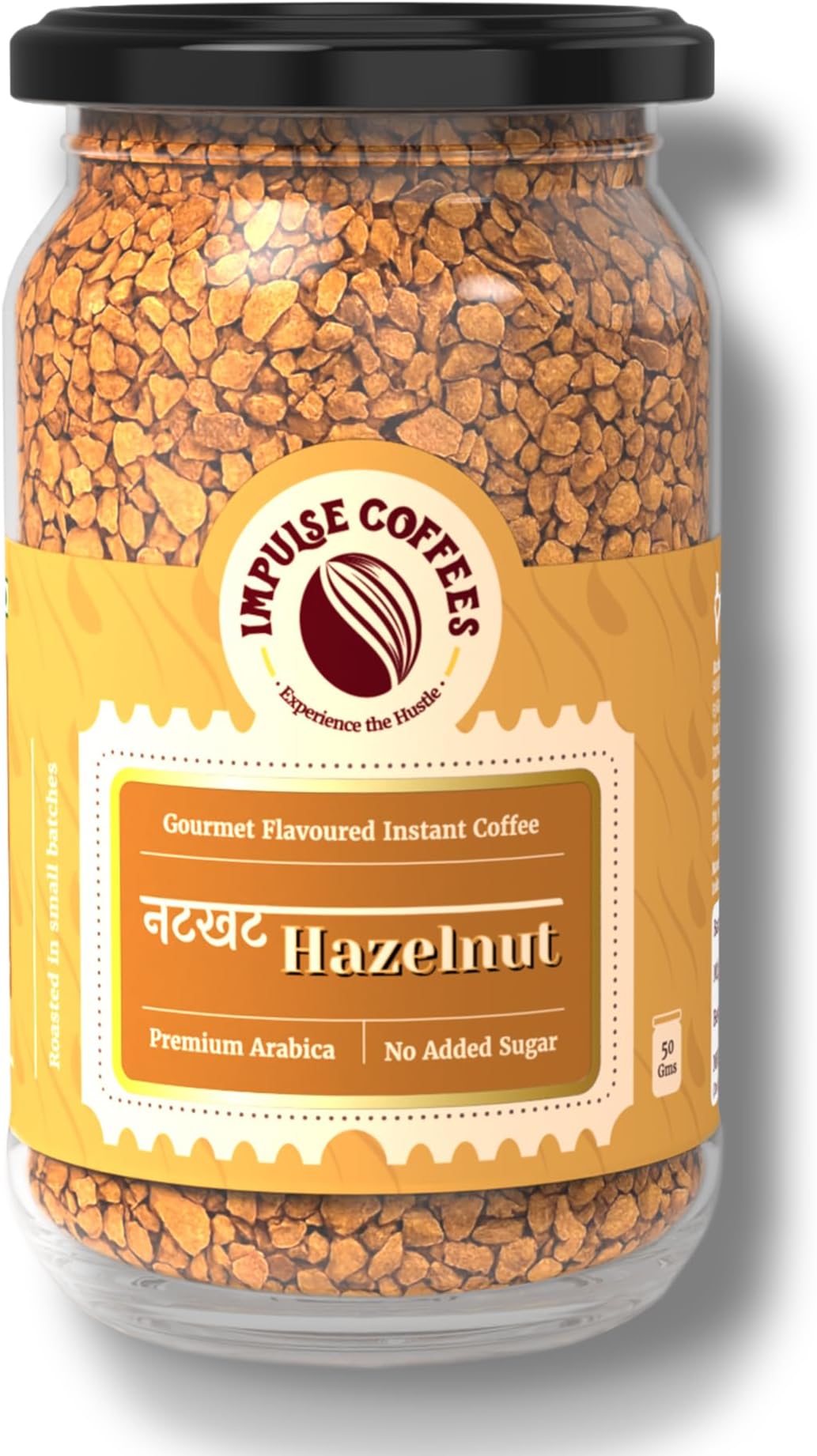 - Nutkhat Hazelnut Instant Coffee Powder | Smooth Medium Roast Arabica with Toasty Rich Hazelnut Aroma & Creamy Aftertaste | Instant Café-Style Flavoured Coffee for Home & Office | 50Gms