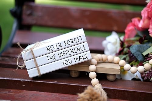 Miniatura 4 de RUKEJUNE Decoración de escritorio de oficina de madera de granja, bonitos libros decorativos para decoración de estantes, regalos inspiradores para