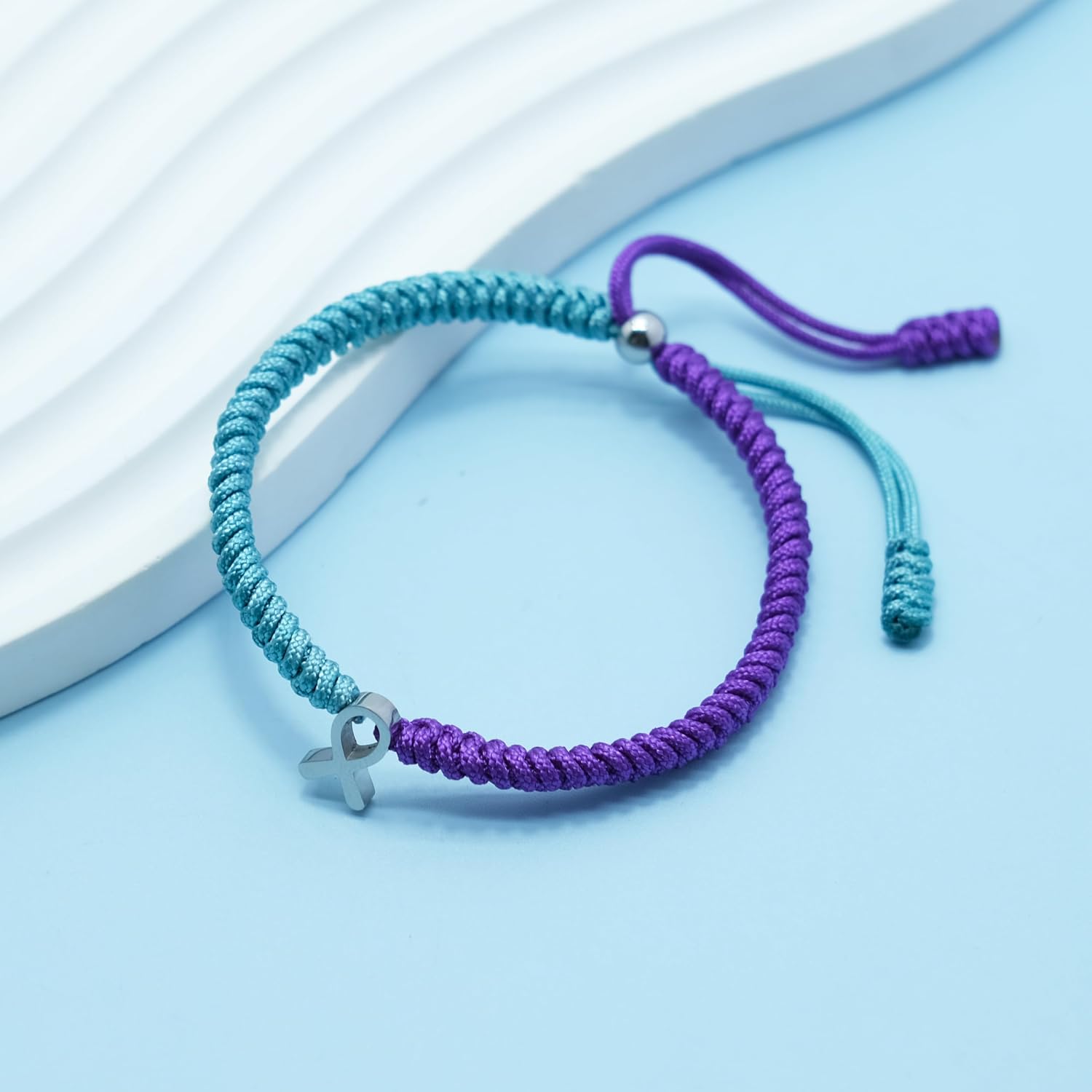 LAMIBEE Bracelet For A Cause, Awareness Ribbon Bangle Bracelets, Wristbands Get Well Soon, Protection Surfer String Bracelet for Men, Women Boho Amulet Style