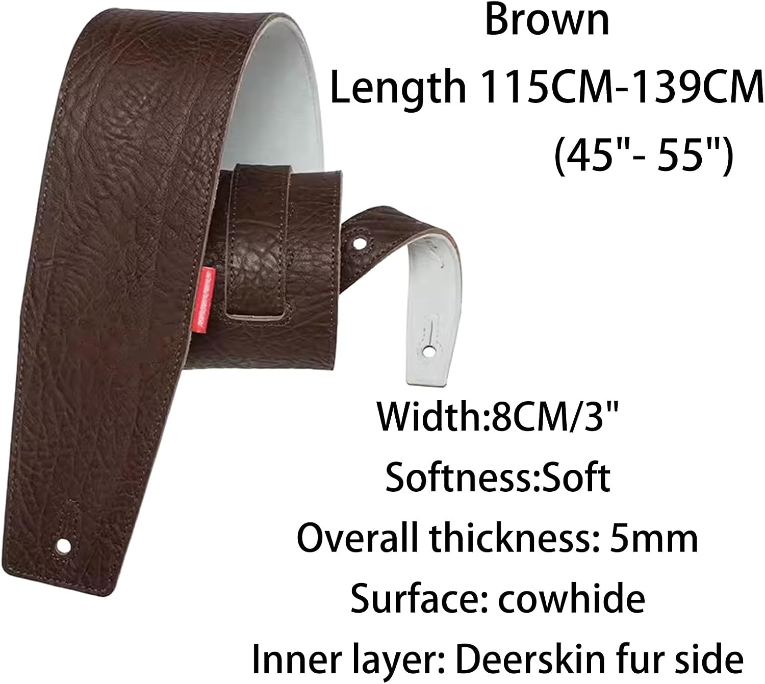 Guitar Strap Leather Length Adjustable 5mm ThickFor Electric, Bass, Acoustic Guitar(115-139cm*8cm)
