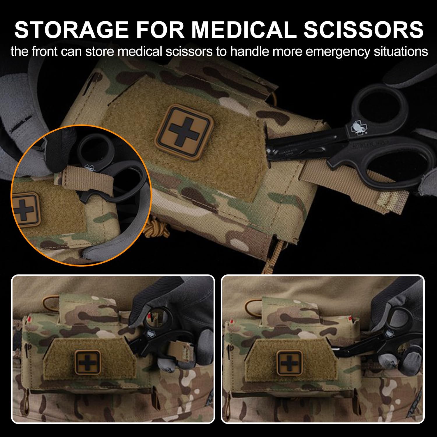 Tactical First Aid Pouch Split Design Empty IFAK Medical Bag EMT Tool Trauma Pouch for Outdoor Duty Belt Molle Vest Hunting