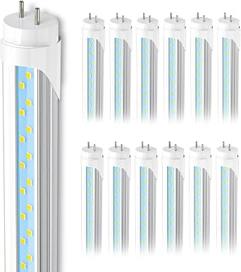 JESLED 2FT T8 LED Tube Light, 12W30W Equivalent, 1680LM, 6000K, Ballast Bypass, 24 Inch F20T12 Fluorescent Bulb Replacement, Dual Ended, 24 Lighting Tube Fixture 12-Pack