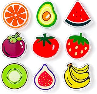 9PCS Cute Fridge Magnets,1.55inch Medium Size Decorative Refrigerator Magnets,Funny Aesthetic Fruit Acrylic Pattern Magnet Set,Menu Memo Photos Magnets