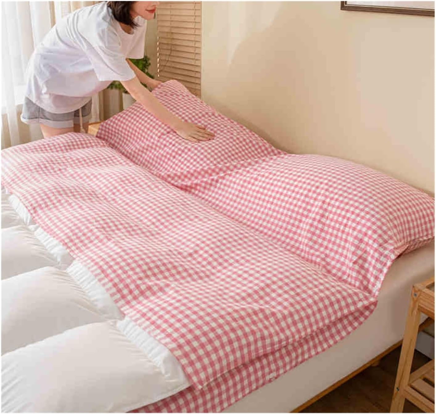 RUZGAR Sleeping Bag Liner Single Double Premium Cotton Camping Sheet Sleeping Bag Sack Travel Sack Lightweight Compact Travel Sheets for Hotel Backpacking(Pink,200x210cm-78x82)