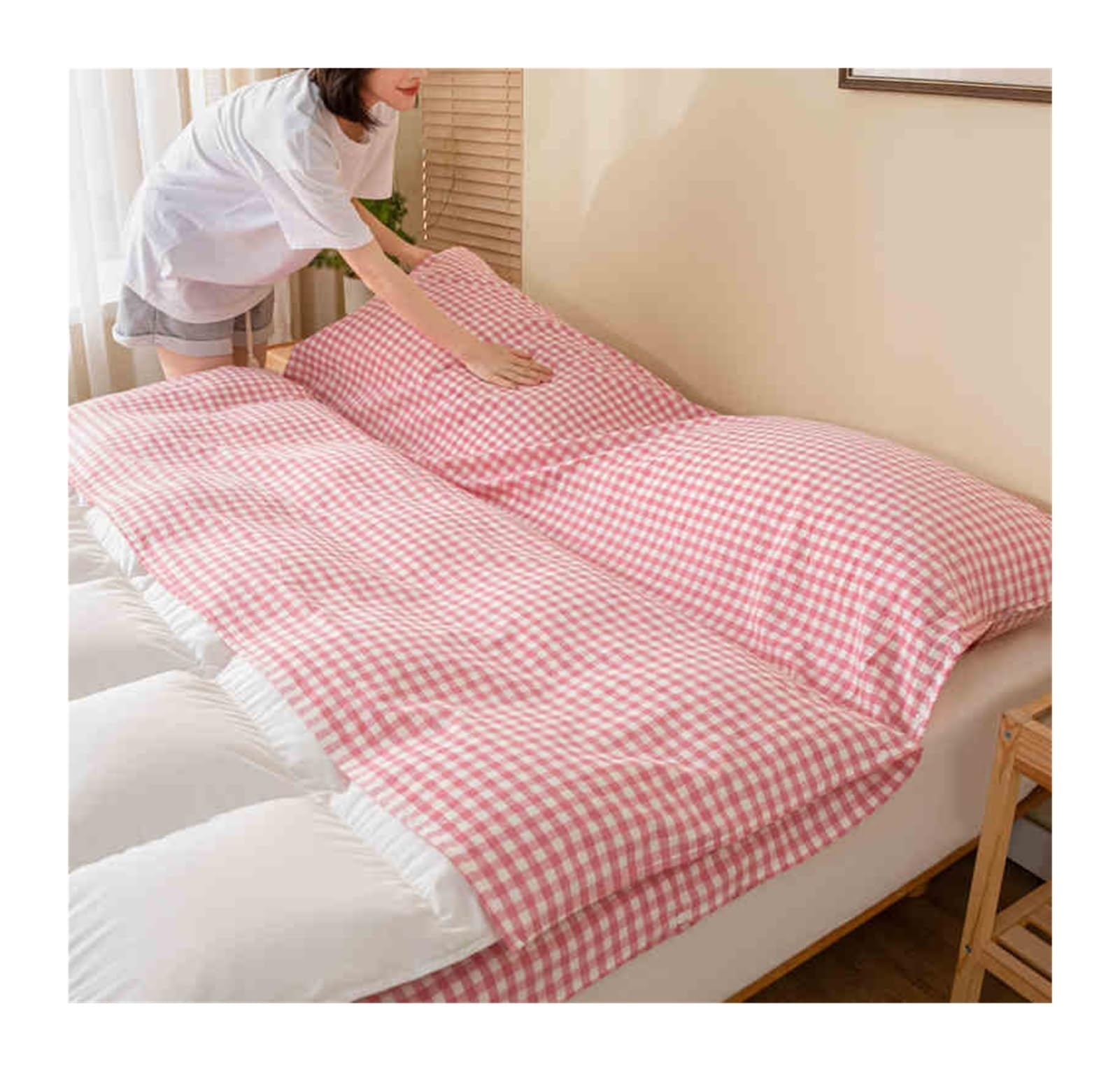 RUZGAR Fodera per Sacco a Pelo e Lenzuolo da Viaggio 2 in 1, Sacco a Pelo da Viaggio Ultra Leggero, Sacco a Pelo in Cotone con Scomparto per Cuscini(Pink,80x210cm-31x82)